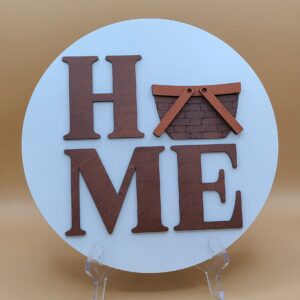 Round Home with brown lettering