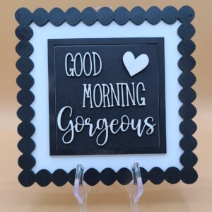 Good Morning Gorgeous - white heart with black background