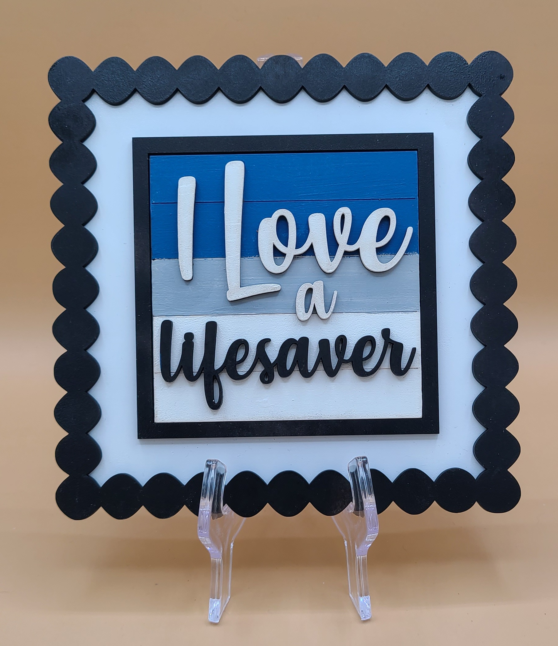 I Love a Lifesaver - blue, gray and white background