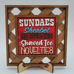 Sundaes sherbert Milkshakes - red background