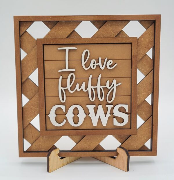 Fluffy Cows - brown background