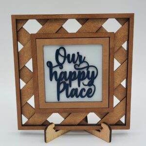 Our Happy Place - navy with gray background