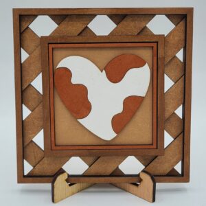 Cow print heart - brown and white