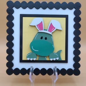 Dinosaur with bunny ears front view