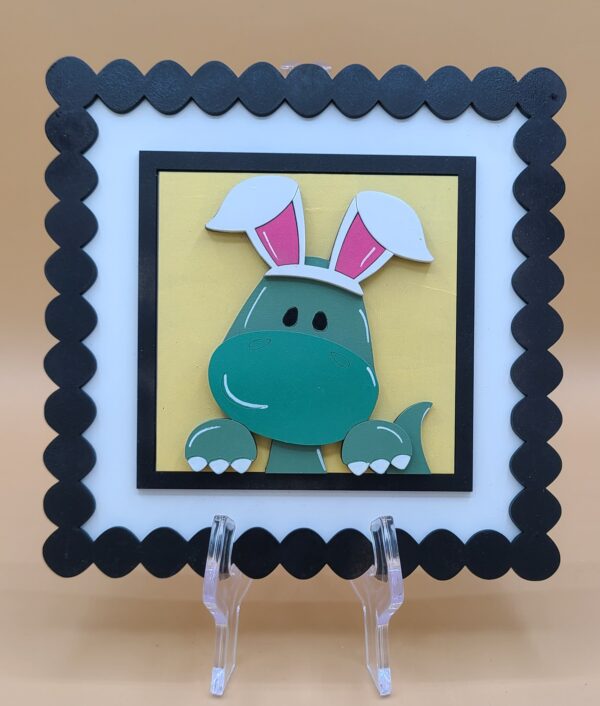 Dinosaur with bunny ears front view