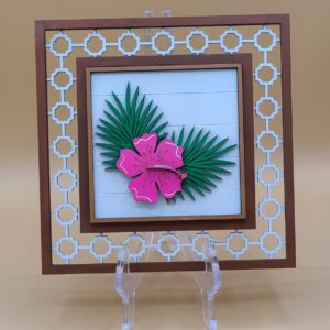 Palm leaf with hibiscus