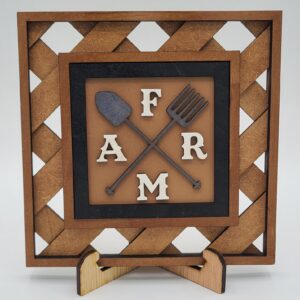 Farm with pitchfork and shovel