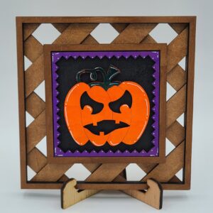 Pumpkin with black background and purple frame