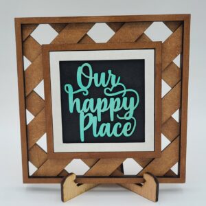 Our Happy Place - teal mint with black background