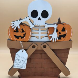 Skeleton with Pumpkins