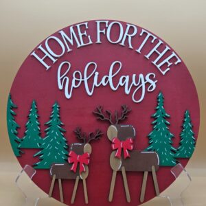 Home For The Holidays round sign