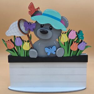Bear with Spring Flowers & Butterflies